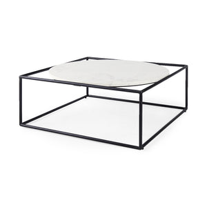 Mercana Austen Coffee Table White Marble | Black Metal