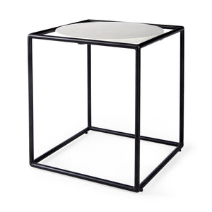 Mercana Austen End/Side Table White Marble | Black Metal