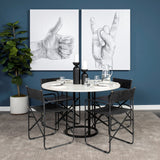 Mercana Tanner Dining Table White Marble | Black Metal | Round