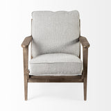 Mercana Olympus Accent Chair Frost Gray Fabric | Brown Wood