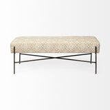 Mercana Avery Bench Off-White Fabric | Nickel Metal