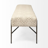 Mercana Avery Bench Off-White Fabric | Nickel Metal