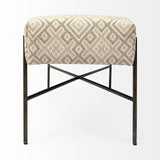 Mercana Avery Bench Off-White Fabric | Nickel Metal