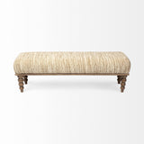 Mercana Alder Rectangle Bench Cream Fabric | Brown Wood