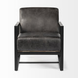 Mercana Stamford Accent Chair Black Leather | Black Metal