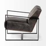 Mercana Stamford Accent Chair Black Leather | Black Metal