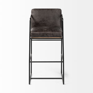 Mercana Stamford Bar/Counter Stool Black Leather | Black Metal | Bar