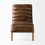 Mercana Pierre Chaise Lounge Brown Leather | Brown Wood