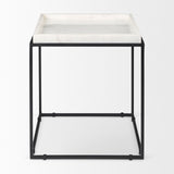 Mercana Nathan End/Side Table White Marble | Black Metal