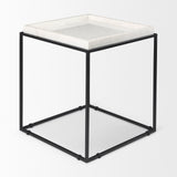 Mercana Nathan End/Side Table White Marble | Black Metal