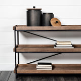 Mercana Trey Console Table Brown Wood | Black Iron