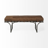 Mercana Jessie Bench Brown Leather | Black Metal