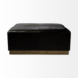 Mercana Minara Ottoman Black Leather | Gold Metal