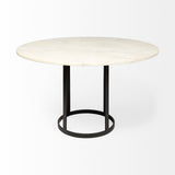 Mercana Tanner Dining Table White Marble | Black Metal | Round