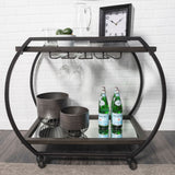 Mercana Chriselle Bar Cart Black Metal | Glass