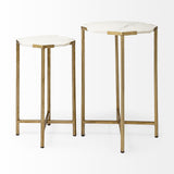 Mercana Vincent End/Side Table White Marble | Gold Iron | Set of 2
