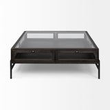 Mercana Arelius Coffee Table | Square Black-Brown Wood | Black Metal | Square