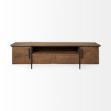 Mercana Maddox Media Console Brown Wood | Black Metal