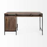 Mercana Glenn Office Desk Brown Wood | Black Metal