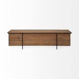 Mercana Maddox Media Console Brown Wood | Black Metal