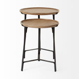 Mercana Helios End/Side Table Brown Wood | Black Iron