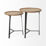 Mercana Helios End/Side Table Brown Wood | Black Iron