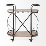 Mercana Marlon Bar Cart Brown Wood | Black Metal