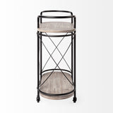 Mercana Marlon Bar Cart Brown Wood | Black Metal