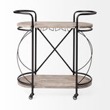 Mercana Marlon Bar Cart Brown Wood | Black Metal