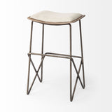 Mercana Katniss Bar/Counter Stool Cream Fabric | Gold Metal | Counter