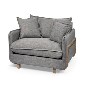 Mercana Roy Upholstered Chair Castlerock Gray Fabric | Brown Wood