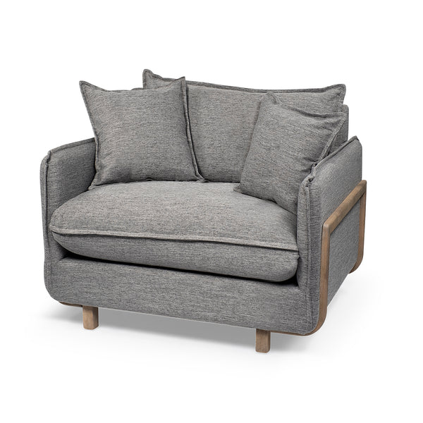 Mercana Roy Upholstered Chair Castlerock Gray Fabric | Brown Wood