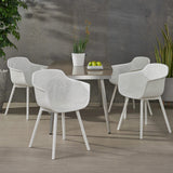 Noble House Lotus Outdoor Modern Dining Chair (Set of 4), White