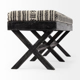 Mercana Solis Bench Black/Cream Fabric | Black Wood