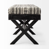 Mercana Solis Bench Black/Cream Fabric | Black Wood