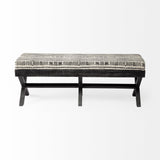 Mercana Solis Bench Black/Cream Fabric | Black Wood