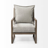 Mercana Sherlock Accent Chair Frost Gray Fabric | Brown Wood