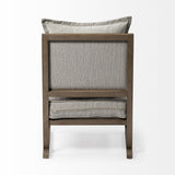 Mercana Sherlock Accent Chair Frost Gray Fabric | Brown Wood