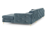 VIG Furniture Divani Casa Chesterfield - Blue Velvet Right Facing Sectional Sofa VG2T1222