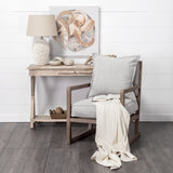 Mercana Sherlock Accent Chair Frost Gray Fabric | Brown Wood