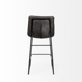 Mercana Meritt Bar/Counter Stool Black Faux Leather | Black Metal