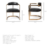 Mercana Hollyfield Dining Chair Black Leather | Gold Metal