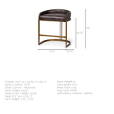 Mercana Hollyfield Bar/Counter Stool Black Leather | Antiqued Gold  Metal | Counter