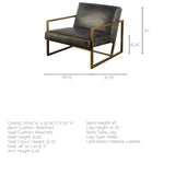 Mercana Armelle Accent Chair Black Leather | Gold Metal