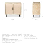 Mercana Bellefontaine Accent Cabinet Natural Wood | Cream Fabric