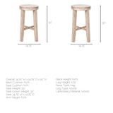 Mercana Brahma Bar/Counter Stool White Washed Wood | 30H