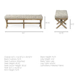 Mercana Solis Bench Beige Fabric | Brown Wood