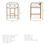 Mercana Parker Bar/Counter Stool Cream Fabric | Gold Metal | Counter