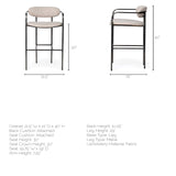 Mercana Parker Bar/Counter Stool Beige Fabric | Grey Metal | Bar