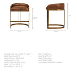 Mercana Hollyfield Bar/Counter Stool Brown Leather | Gold Metal | Counter